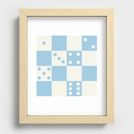 Checkered Dice Pattern (Creamy Milk & Baby Blue Color Palette) Recessed Framed Print