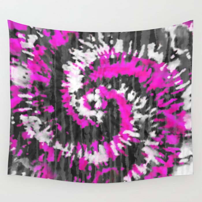 Pink Black White Tie Dye Wall Tapestry by Idle Amusement Society6