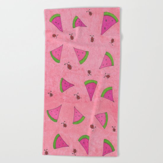 Watermelons and Lady Bugs Beach Towel