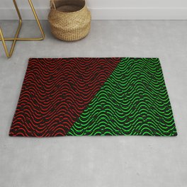 Trippy Triangle Color-Split (Red/Green) Area & Throw Rug