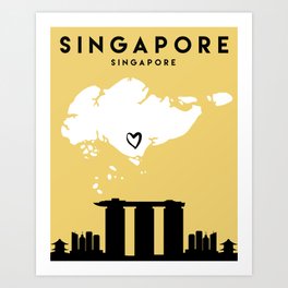 SINGAPORE LOVE CITY SILHOUETTE SKYLINE ART Art Print