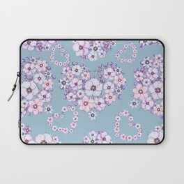 Blush Blue Lilac Lavender Pink Valentine Floral Hearts Laptop Sleeve