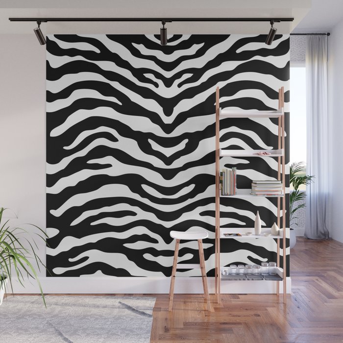 Black and White Zebra Wall Mural by Tony Magner Design Society6