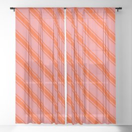 [ Thumbnail: Light Coral and Red Colored Lines/Stripes Pattern Sheer Curtain ]