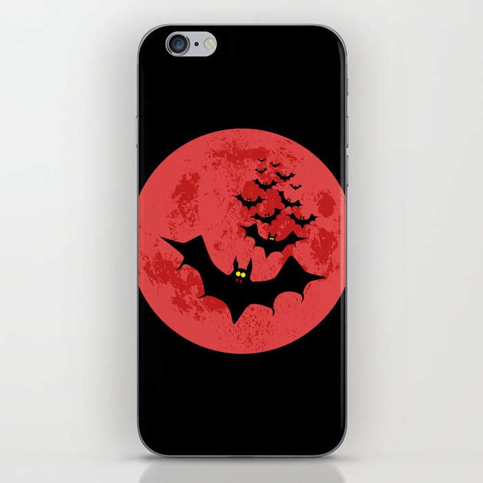 Vampire Bats Against The Red Moon iPhone Skin