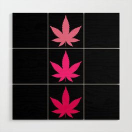 Stoner Art - Pink Cannabis Leaves Pattern Wood Wall Art