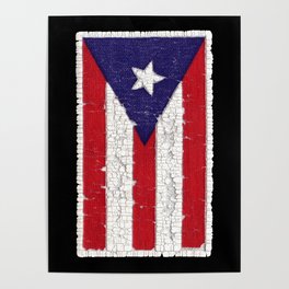 Puerto Rican flag with distressed textures Poster