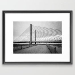 Indian River Bridge, Bethany B&W Framed Art Print
