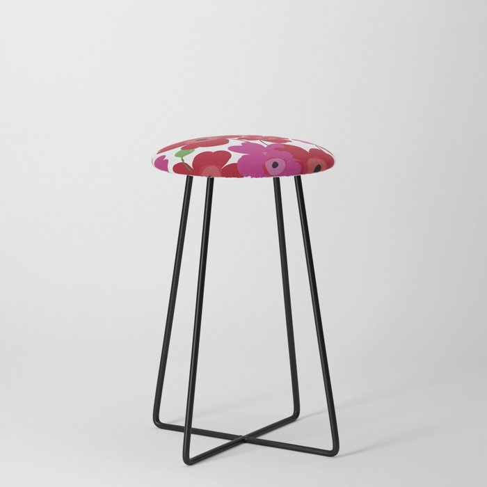 Graphic flowers:Royal red Counter Stool