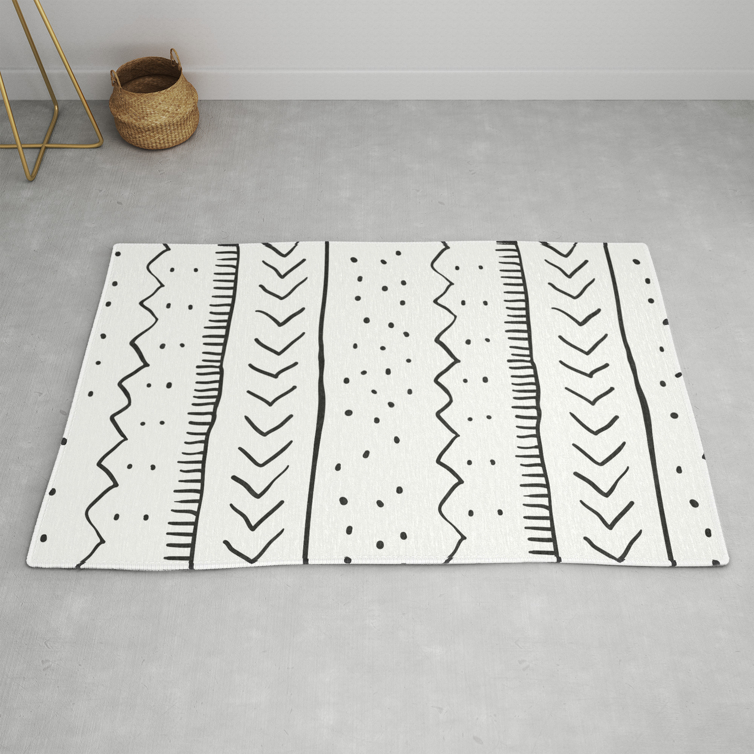 Moroccan Stripe In Cream And Black Rug By Beckybailey1 Society6 Moroccan Stripe In Cream And Black Rug