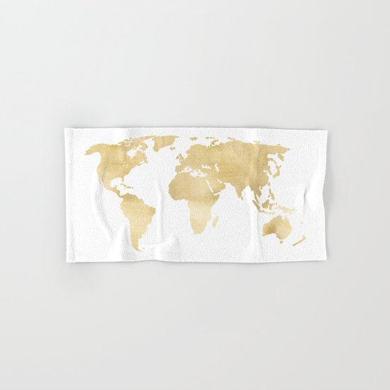 Gold World Map Hand & Bath Towel