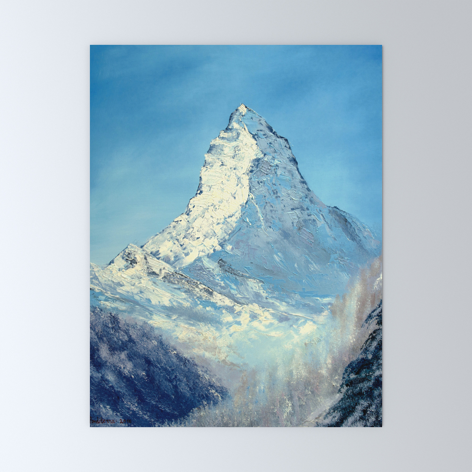 Matterhorn Mont Cervin Original Mountain Landscape Oil Painting