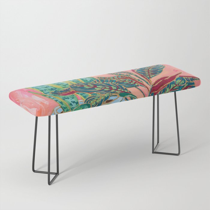 Pink Indoor Plant Still Life with Lion x The Sill Bench by Lara Lee