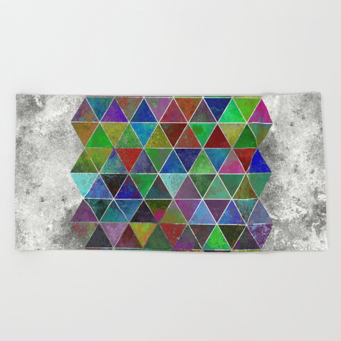 Textured Triangles - Abstract, textured, geometric, painting Beach Towel