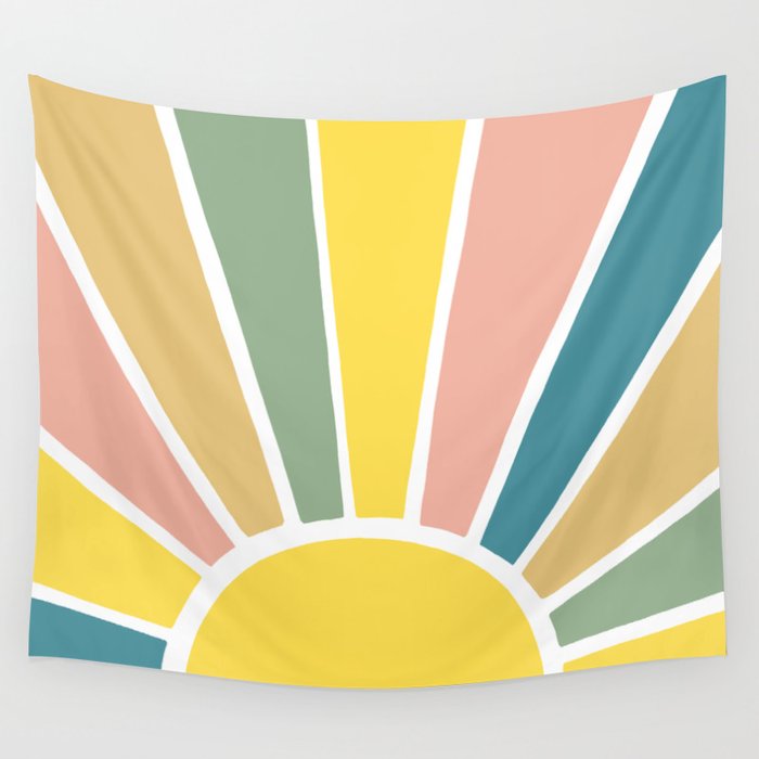 Retro Sun Ray Burst Wall Tapestry