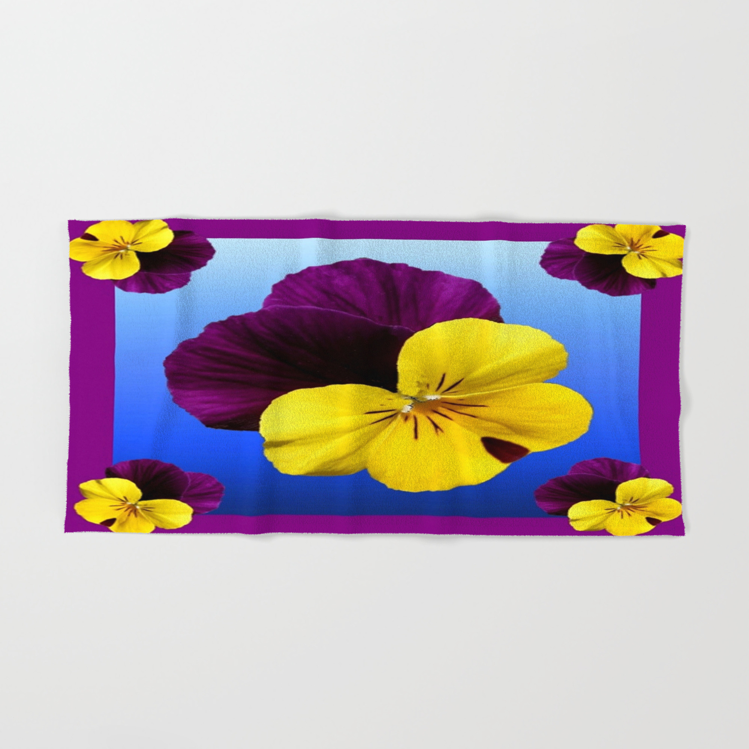 Decorative Shaded Blur Yellow Purple Violas Art Hand Bath Towel