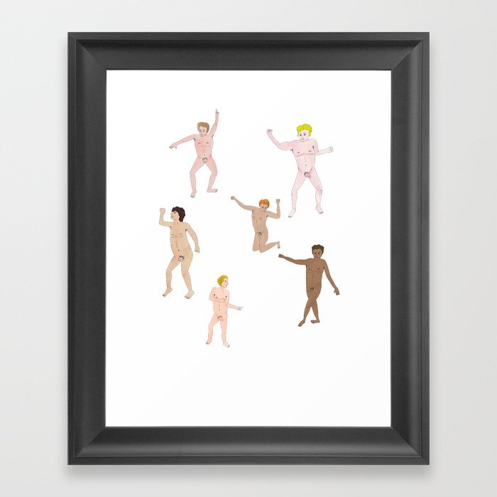 Naked men dancing Framed Art Print