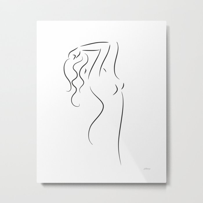 Elegant Female Nude Sketch Minimalist Line Drawing Metal Print By Siretmr Society6