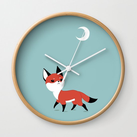 Moon Fox Wall Clock