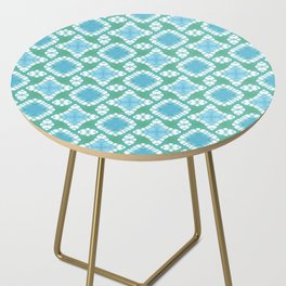 Blue and Green Watercolor Tie Dye Retro Pattern Side Table