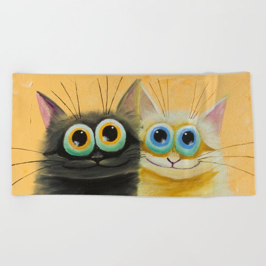 cat play Beach Towel