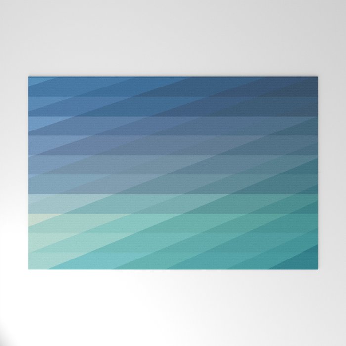 Fig. 042 Blue Geometric Gradient Stripes Welcome Mat