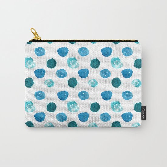 Blue watercolor polka dot pattern Carry-All Pouch