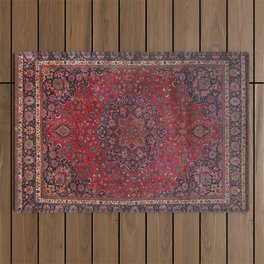 Old Century Persia Authentic Colorful Purple Blue Red Star Blooms Vintage Rug Pattern Outdoor Rug