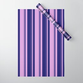 [ Thumbnail: Midnight Blue and Plum Colored Striped/Lined Pattern Wrapping Paper ]