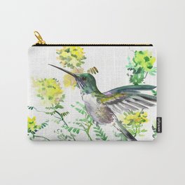 mmingbird design green yew Hummingbird and Yellow Flowers Carry-All Pouch