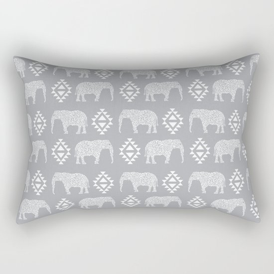 Elephant geometric southwest modern monochromatic grey children kids nature safari pattern Rectangular Pillow