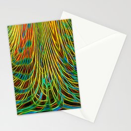 Psychedelic Green And Yellow Abstraction Stationery Card