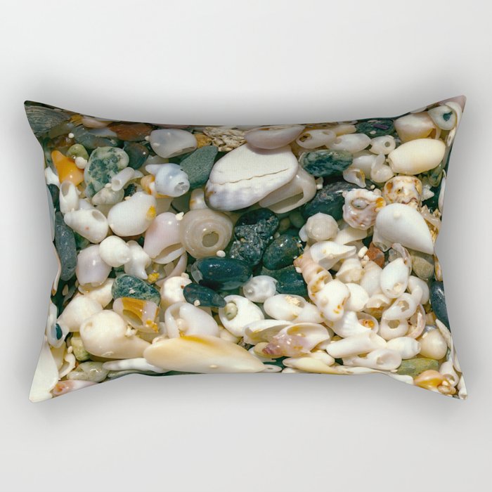 Coastal Treasures: Golden Beach Sea Shell Macro Rectangular Pillow