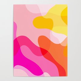 Abstract Yellow Pink Colorful Organic Shapes Poster