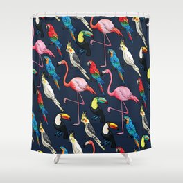 Colorful exotic birds pattern Shower Curtain