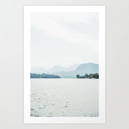 Bright Haze Mountains - Switzerland Alps - Lake Luzern  Art Print