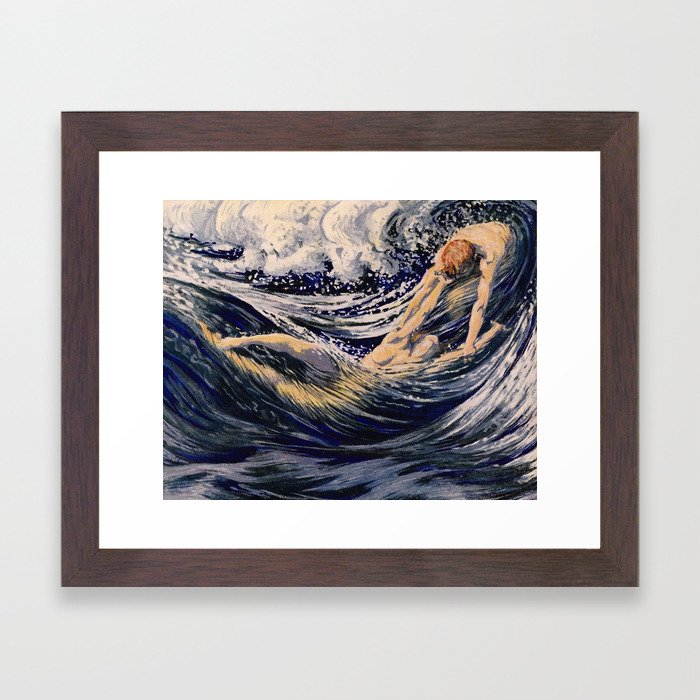 "Two fishes swimming in the sea not more lawless than we" (Margaret C. Cook, Leaves of Grass, 1913) Framed Art Print