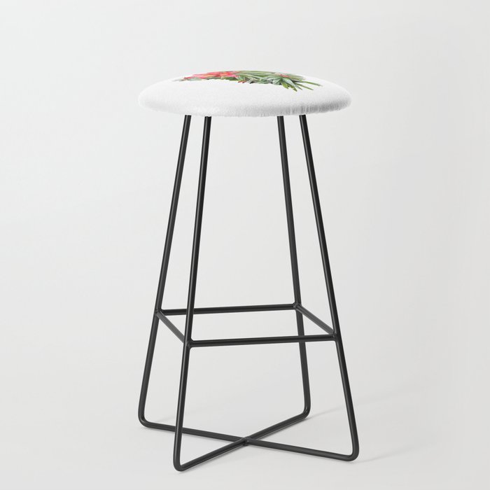 Botanic red Lilly flower bouquet Bar Stool