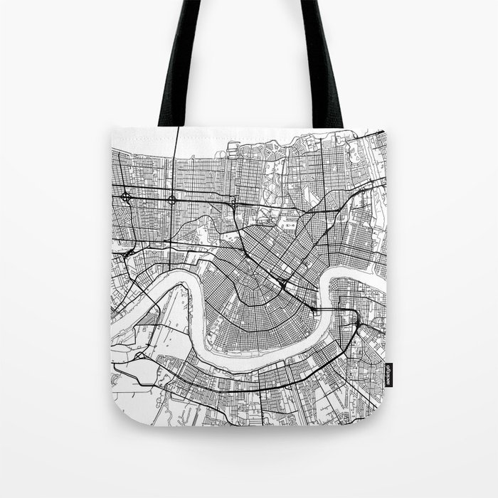 New Orleans Map White Tote Bag