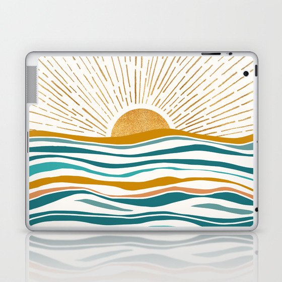 The Sun and The Sea - Gold and Teal Laptop & iPad Skin