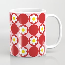 60's Bright Summer | Red Polka Dot Flower Coffee Mug