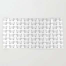 Dachshunds pattern in black and white Beach Towel