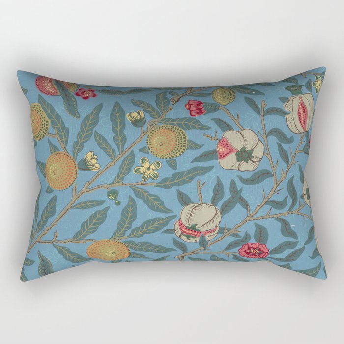 William Morris Fruit and Pomegranate Vintage Print Rectangular Pillow