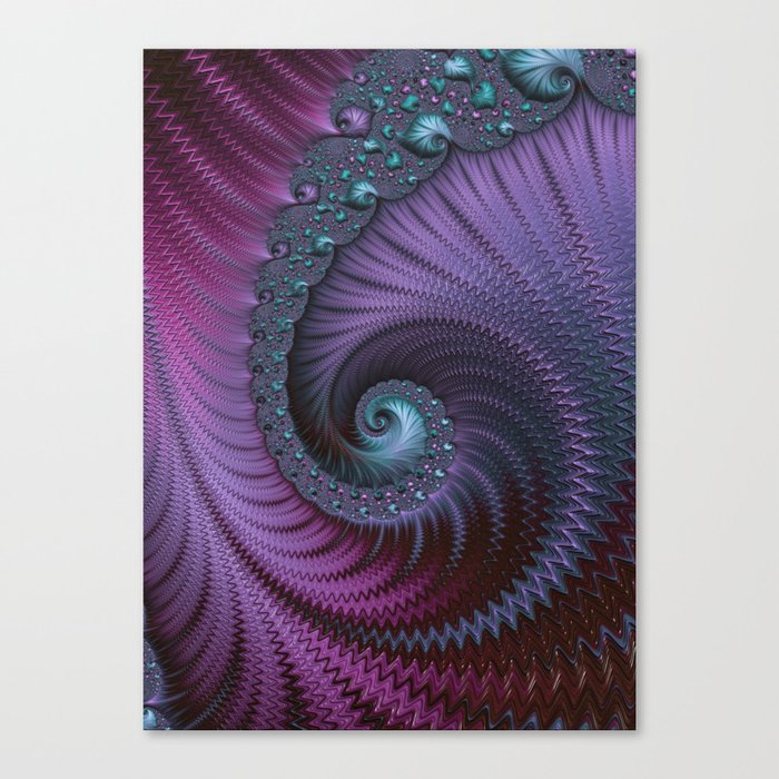 Fantastic Fractal Fantasies Purple And Teal Canvas Print