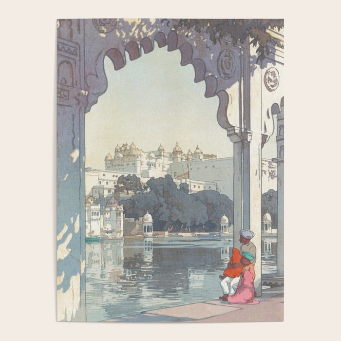 Yoshida Hiroshi, City Palace Udaipur Vintage Japanese Woodblock Print