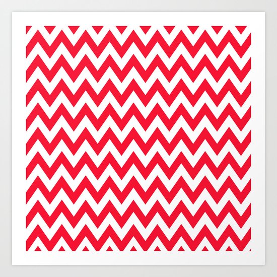 Christmas Red Chevron Art Print