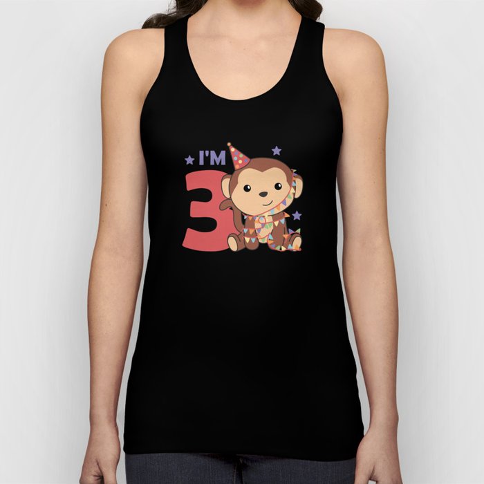 Third Birthday Monkey For Kids 3 Years Old Tank Top