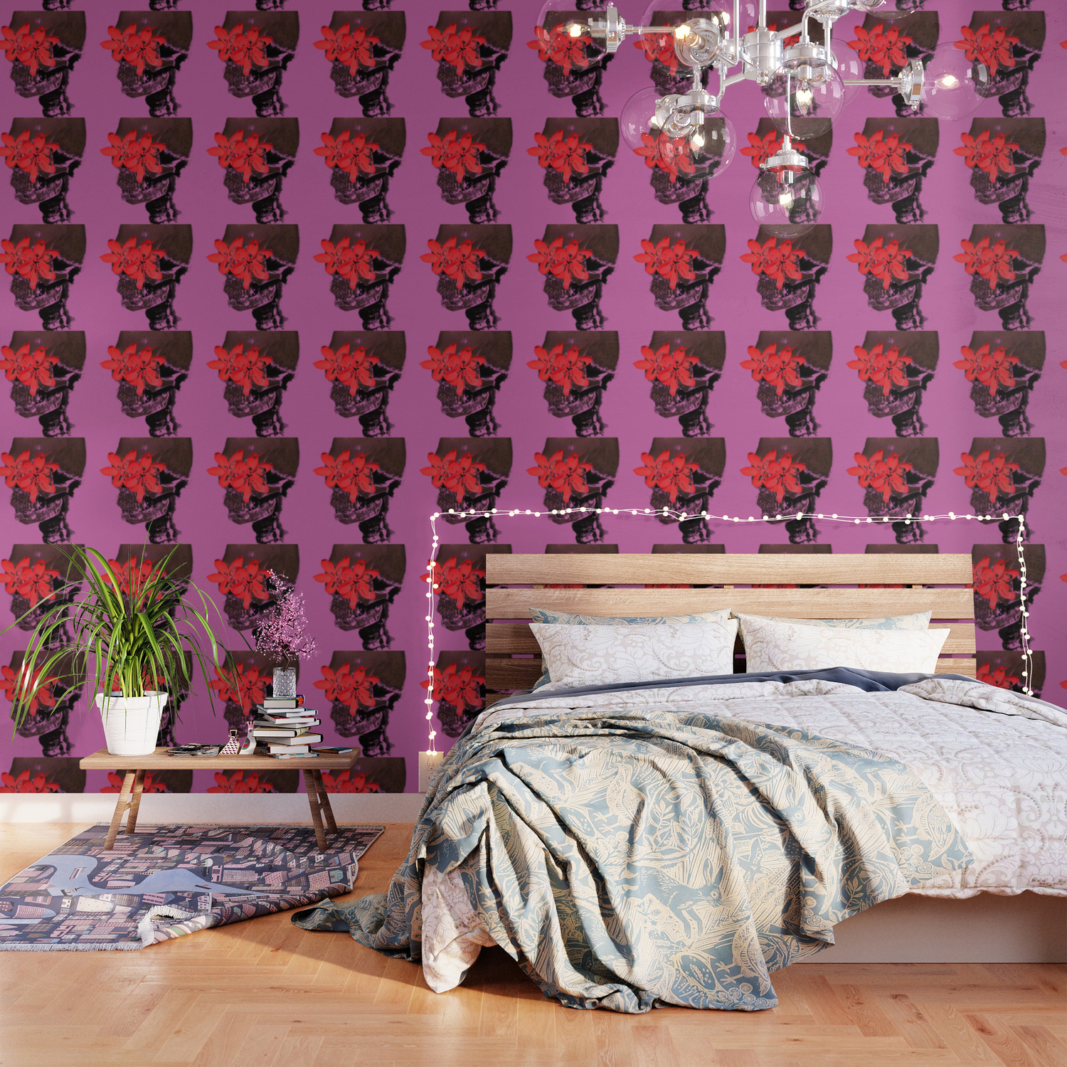Skull With Flower Eyes Wallpaper By B2uebutterf2y Society6