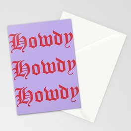 Old English Howdy Red and Lavender Stationery Card