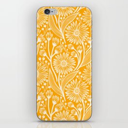 Saffron Coneflowers iPhone Skin | Wildflowers, Autumn, Meadow, Saffron, Boho, Pattern, Mustard, Handdrawn, Bohemian, Ink Pen 